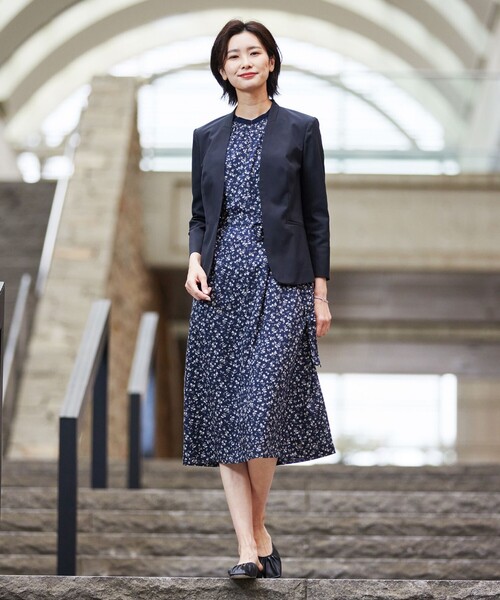 J.PRESS Ladies」 ノーカラージャケット S グレー レディース