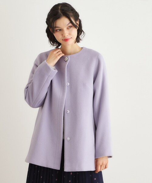 LAURA ASHLEY（ローラアシュレイ） ノーカラーコート コート 「ウール