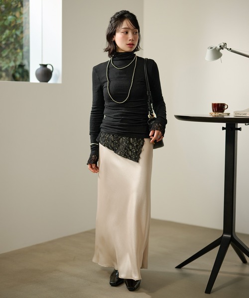 kashiko トップス　長袖 tシャツ cashmere blend high neck tops /カシミヤブレンドハイネック