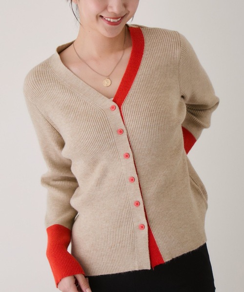 JAYRO（ジャイロ） カーディガン バイカラーVネックニットカーディガン