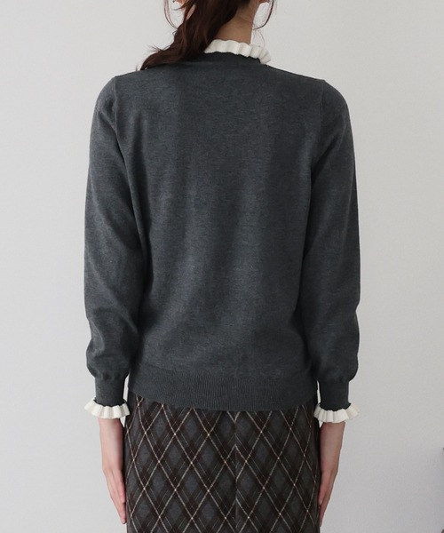 BLUEEAST（ブルーイースト） ニット セーター 配色フリルハイネック