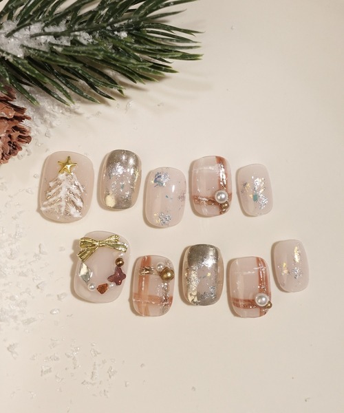 チェックネイル ベリーショート クリスマス ネイルチップ トレンド 冬チェックベリーショートネイルデザイン | TikTok