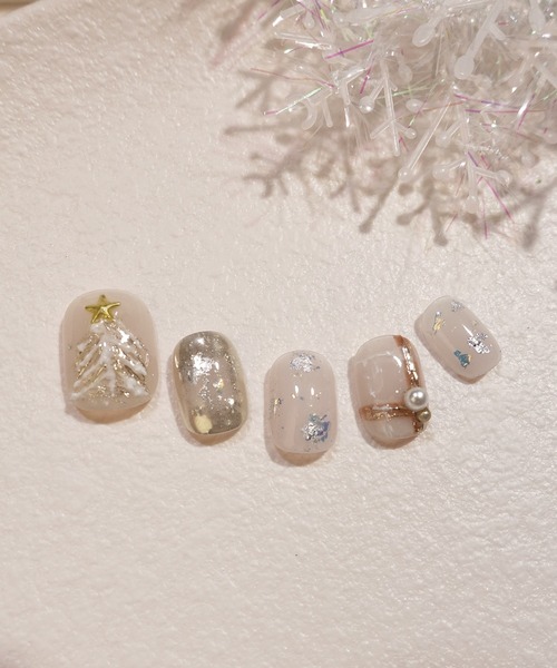 チェックネイル ベリーショート クリスマス ネイルチップ トレンド protectshop_tomo224363