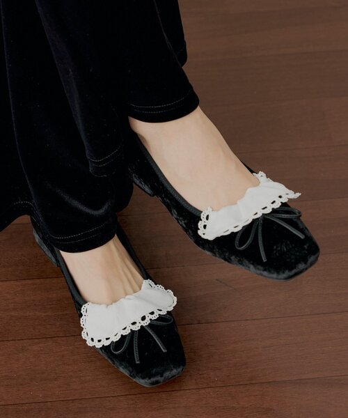 Chico（チコ） パンプス 「SALON by Chico」フリルデザインリボン