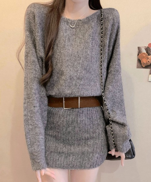 ワンピース ベルト付きニットミニワンピース : ZOZOTOWN Yahoo!店