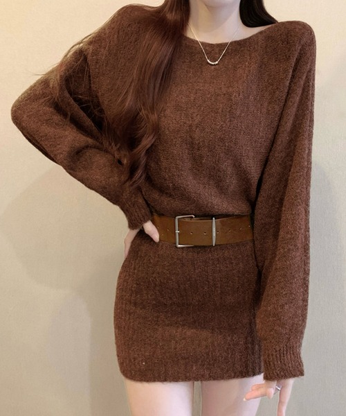 ワンピース ベルト付きニットミニワンピース : ZOZOTOWN Yahoo!店