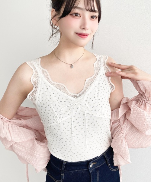 ジュンヤ ギャルソン 94SS 花柄 レース ノースリーブ タンクトップ DURAS（デュラス） タンクトップ ノースリーブ Flower pattern top