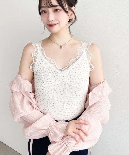 ジュンヤ ギャルソン 94SS 花柄 レース ノースリーブ タンクトップ SLY（スライ） タンクトップ ノースリーブ FLOWER PRINT T/T フラワー