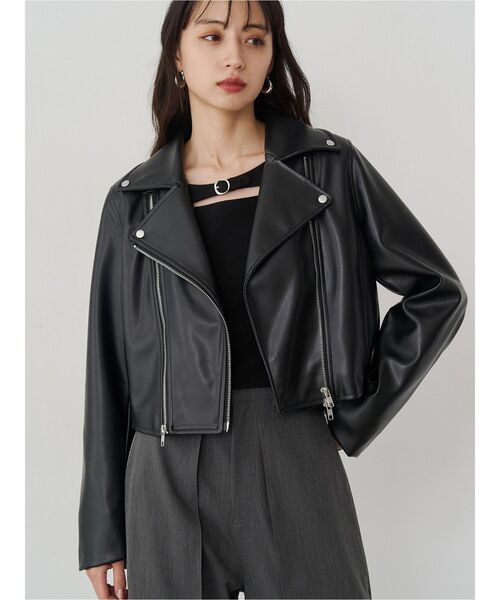 MURUA ライダースジャケット MURUA（ムルーア） レザージャケット ライダース コンパクトフェイク