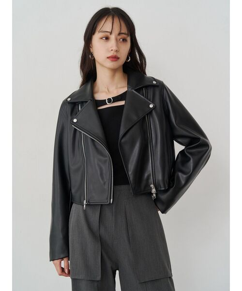 murua フェイクレザージャケット MURUA（ムルーア） レザージャケット ライダース コンパクトフェイク