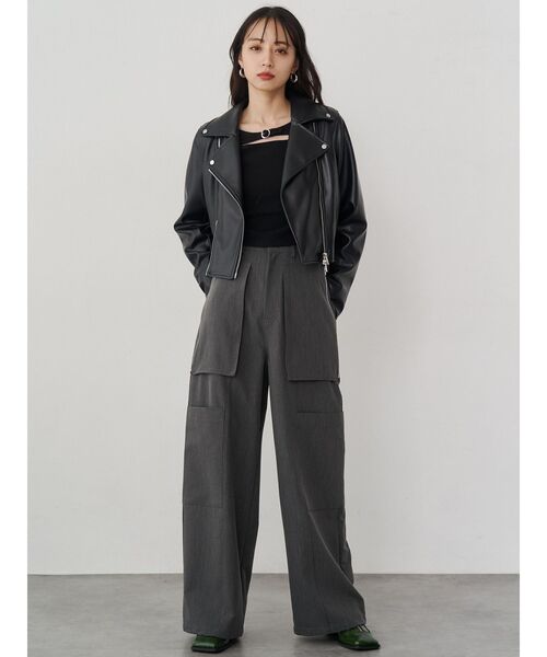 MURUA ライダースジャケットセットアップ MURUA（ムルーア） レザージャケット ライダース コンパクトフェイク