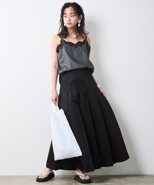 「CHIC STYLE」 ロングスカート 3L ブラック レディース_画像4