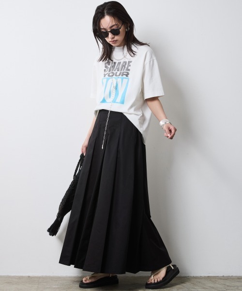 「CHIC STYLE」 ロングスカート 3L ブラック レディース_画像6