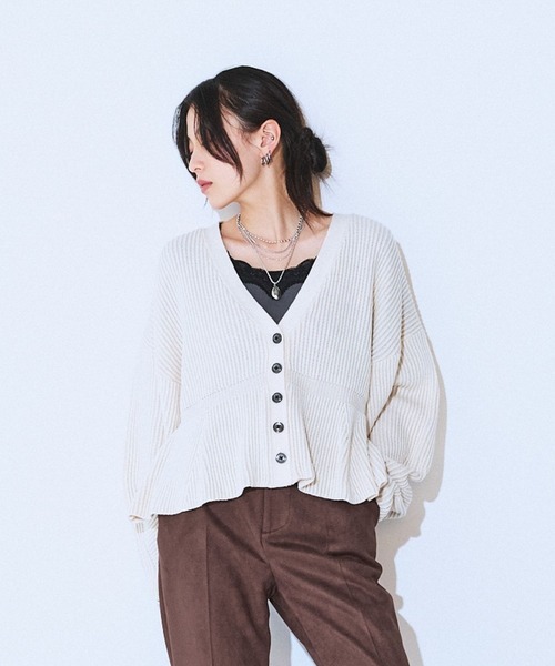 「JEANASIS」 ニットカーディガン FREE グレー レディース_画像2