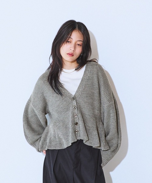 「JEANASIS」 ニットカーディガン FREE グレー レディース_画像4