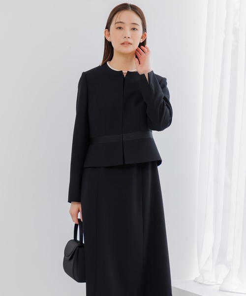 セレモニースーツ セットアップ 「喪服・礼服」「洗える」ブラックフォーマル アンサンブル/ジャケット+ワンピース レディースの画像