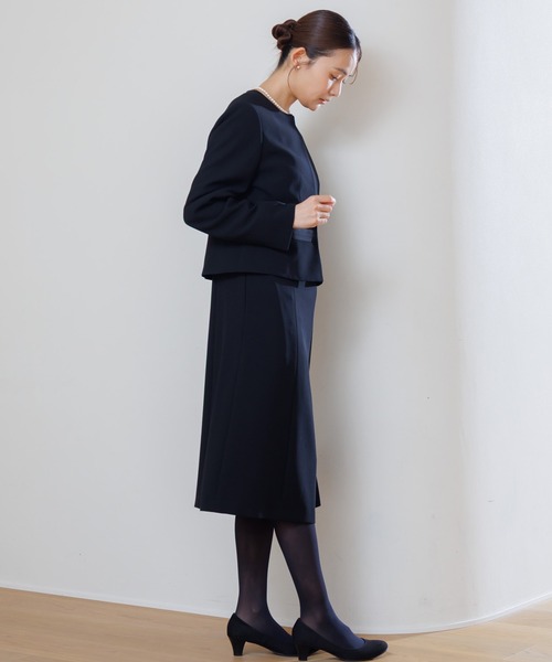 セレモニースーツ セットアップ 「喪服・礼服」「洗える」ブラックフォーマル アンサンブル/ジャケット+ワンピース レディースの画像