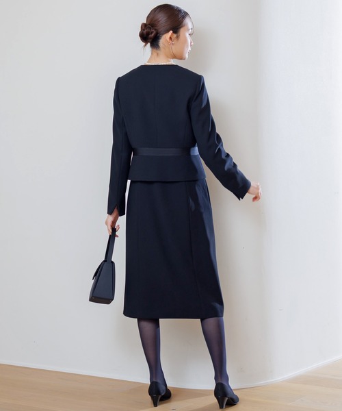 セレモニースーツ セットアップ 「喪服・礼服」「洗える」ブラックフォーマル アンサンブル/ジャケット+ワンピース レディースの画像