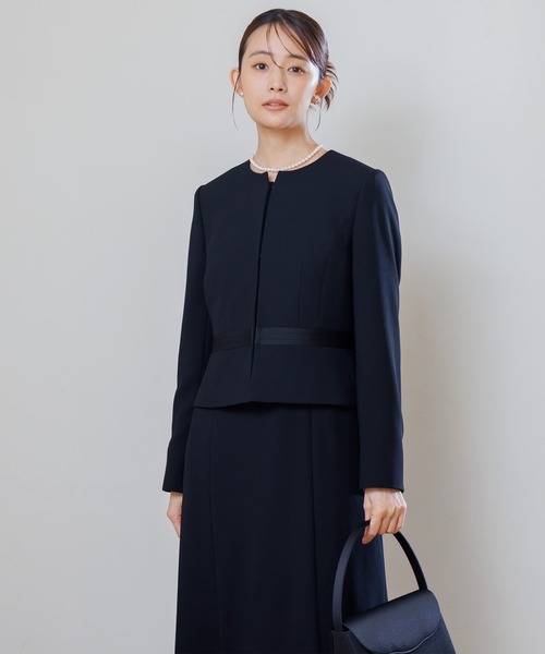 セレモニースーツ セットアップ 「喪服・礼服」「洗える」ブラックフォーマル アンサンブル/ジャケット+ワンピース レディースの画像