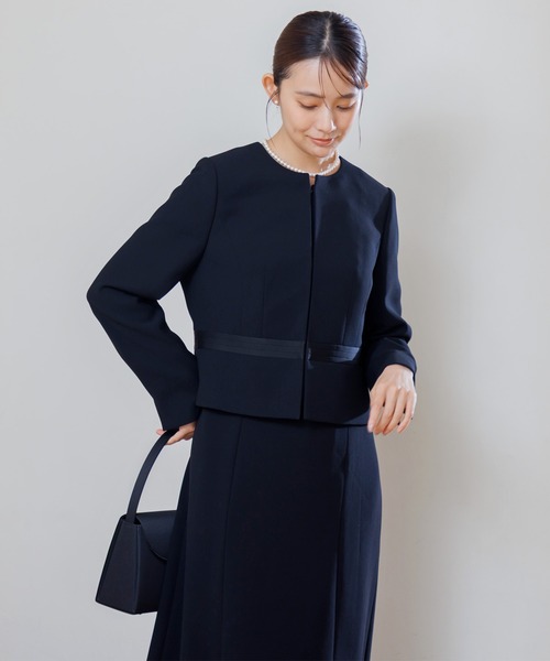 セレモニースーツ セットアップ 「喪服・礼服」「洗える」ブラックフォーマル アンサンブル/ジャケット+ワンピース レディースの画像