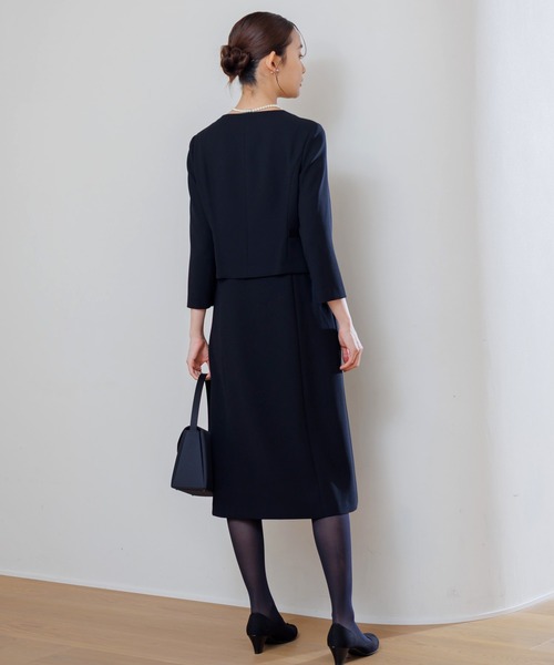 セレモニースーツ セットアップ 「喪服・礼服」「洗える」ブラックフォーマル アンサンブル/ジャケット+ワンピース レディースの画像