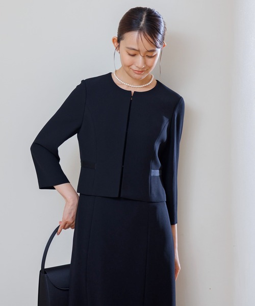 セレモニースーツ セットアップ 「喪服・礼服」「洗える」ブラックフォーマル アンサンブル/ジャケット+ワンピース レディースの画像