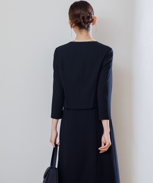 セレモニースーツ セットアップ 「喪服・礼服」「洗える」ブラックフォーマル アンサンブル/ジャケット+ワンピース レディースの画像