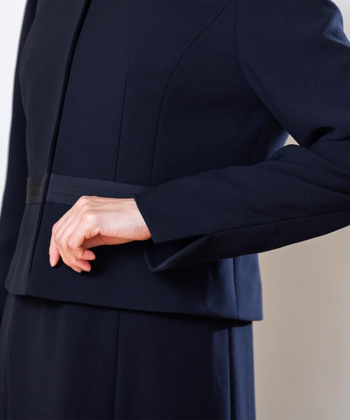 セレモニースーツ セットアップ 「喪服・礼服」「洗える」ブラックフォーマル アンサンブル/ジャケット+ワンピース レディースの画像