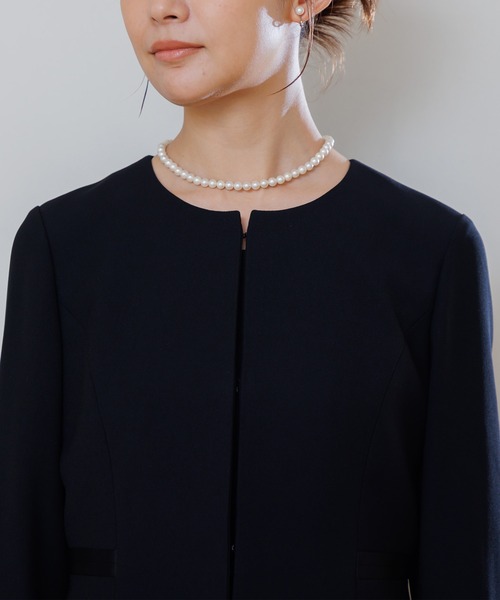セレモニースーツ セットアップ 「喪服・礼服」「洗える」ブラックフォーマル アンサンブル/ジャケット+ワンピース レディースの画像
