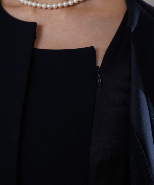 セレモニースーツ セットアップ 「喪服・礼服」「洗える」ブラックフォーマル アンサンブル/ジャケット+ワンピース レディースの画像