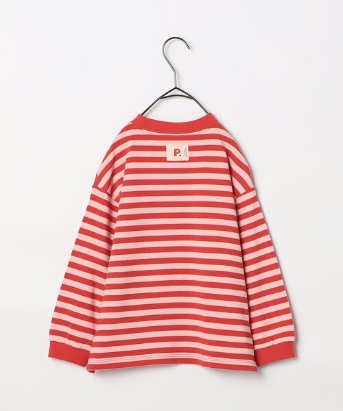 新品★コットン 短丈 ボーダー Tシャツ 長袖 赤 H BEAUTY&YOUTH p.premier（ピードットプルミエ） tシャツ 先染めボーダー長袖Tシャツ