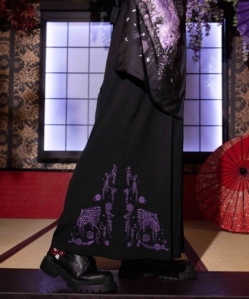 REZEN（リゼン） ワイドパンツ パンツ 藤×和傘刺繍袴パンツ メンズ