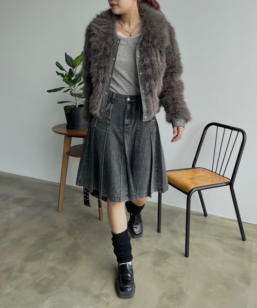 「SHAGGIE」 デニムスカート FREE グレー レディース_画像4