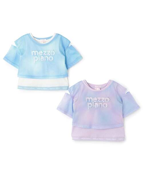 mezzo piano tシャツ 肩開きメッシュTシャツ ＆タンクトップセット