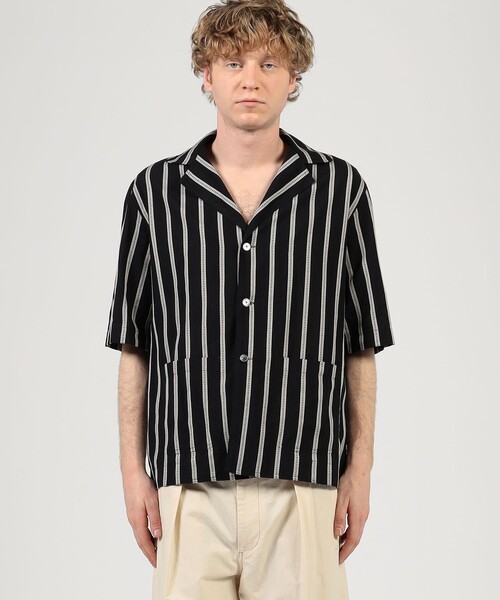 シャツ 「別注」Salvatore Piccolo CUBA コットンストライプ オープンカラー ハーフスリーブシャツ メンズの画像