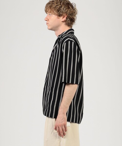 シャツ 「別注」Salvatore Piccolo CUBA コットンストライプ オープンカラー ハーフスリーブシャツ メンズの画像