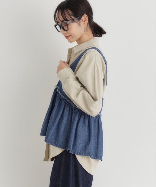 「Right-on」 「HONEYSUCKLE ROSE」キャミソールブラウス M ダークインディゴブルー レディース_画像2