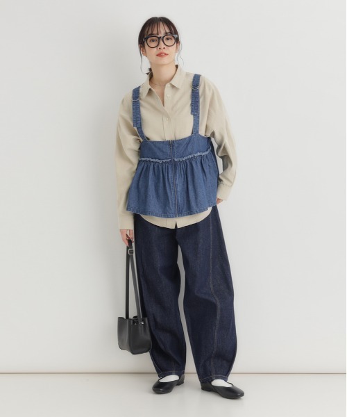 「Right-on」 「HONEYSUCKLE ROSE」キャミソールブラウス M ダークインディゴブルー レディース_画像5