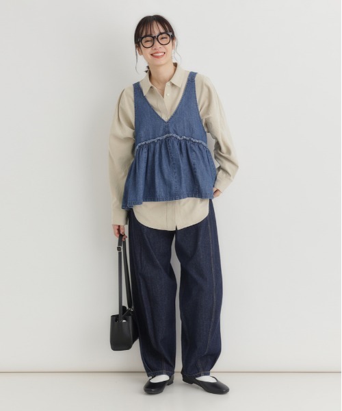 「Right-on」 「HONEYSUCKLE ROSE」キャミソールブラウス M ダークインディゴブルー レディース_画像6