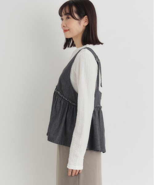 「Right-on」 「HONEYSUCKLE ROSE」キャミソールブラウス M ダークインディゴブルー レディース_画像8