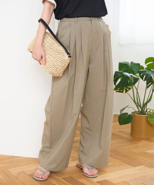 coen（コーエン） ワイドパンツ スラックス パンツ 「UVカット」リネン