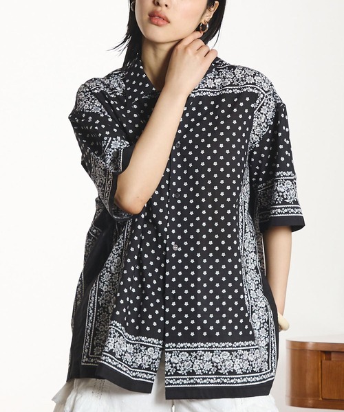 今期 INDIA IS BEAUTIFUL 2026SS 大人なこなれブラウス INDIA IS BEAUTIFUL ブラウス シャツ 半袖 「ROSE BUD別注」INDIA IS