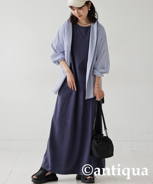 「antiqua」 半袖ワンピース P レッド レディース_画像3