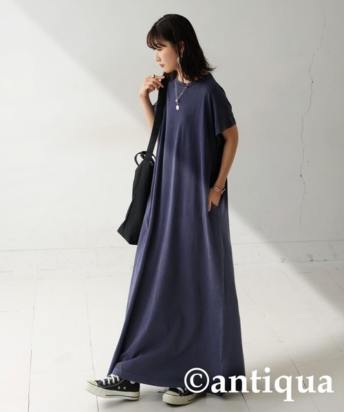 「antiqua」 半袖ワンピース P レッド レディース_画像6