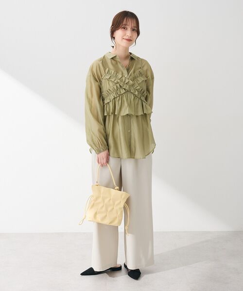 「Green Parks」 長袖シャツ FREE チャコールグレー レディース_画像3