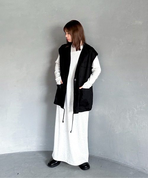 「feepur」 長袖ワンピース 2T ブラック レディース_画像3