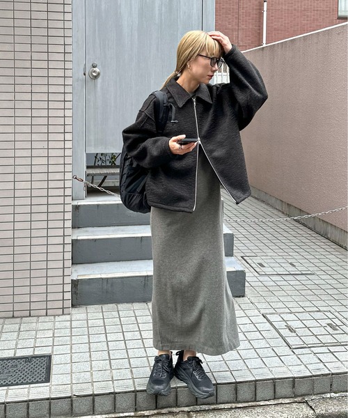 「feepur」 長袖ワンピース 2T ブラック レディース_画像8
