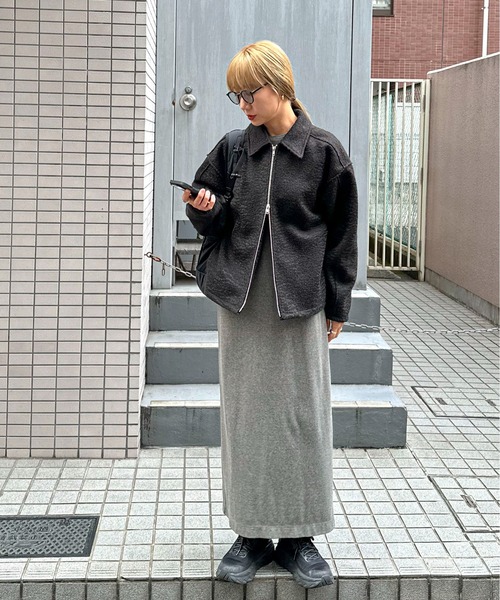 「feepur」 長袖ワンピース 2T ブラック レディース_画像9