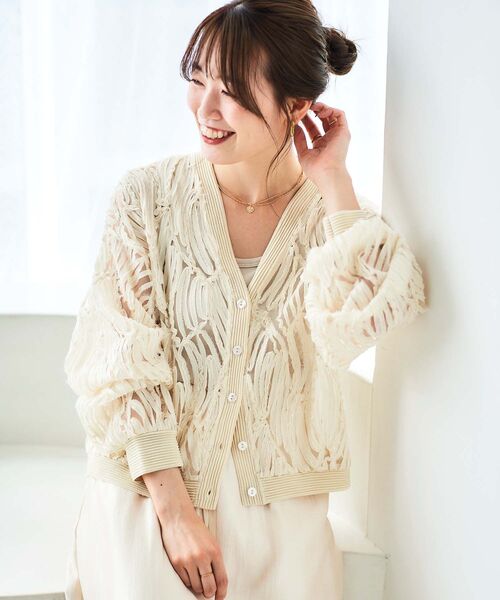 「le.coeur blanc」 カーディガン 38 アイボリー レディース_画像4