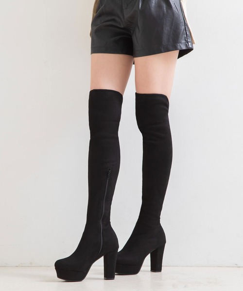 Newlyme ブーツ 最強美脚!10.5cmヒール裏起毛ニーハイブーツ